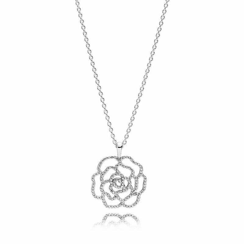 Pandora Australia Shimmering Rose Pendant Necklace - Sterling Silver | MEYFRJ729